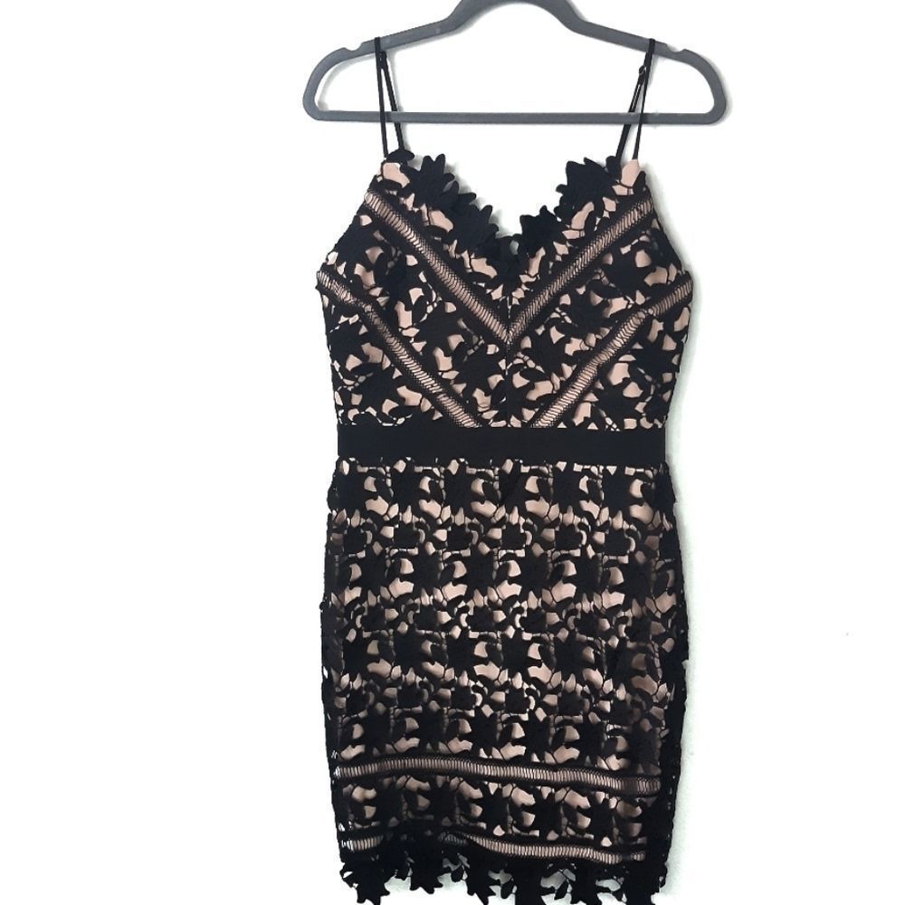 Adelyn Rae Black & Nude Whitney Lace Dress